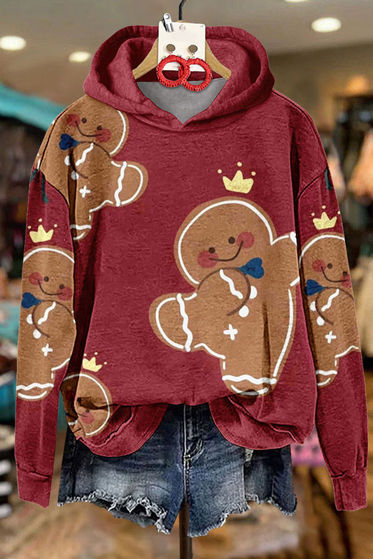 Christmas Gingerbread Man Print Hoodie