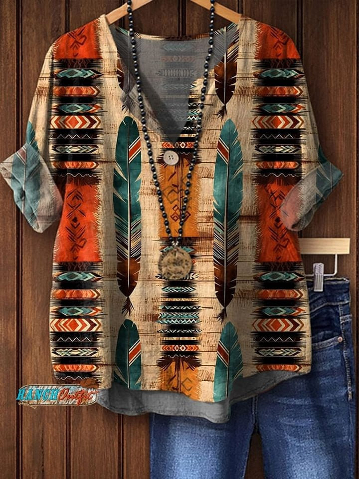 Women's Vintage Print Casual Shirt