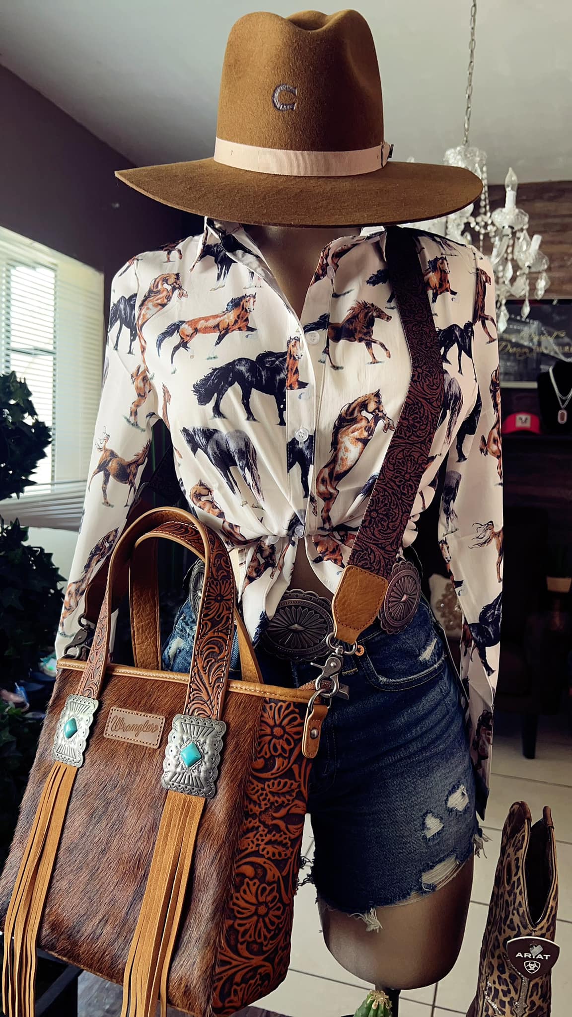 Western Two Color Horse Printed Shirt