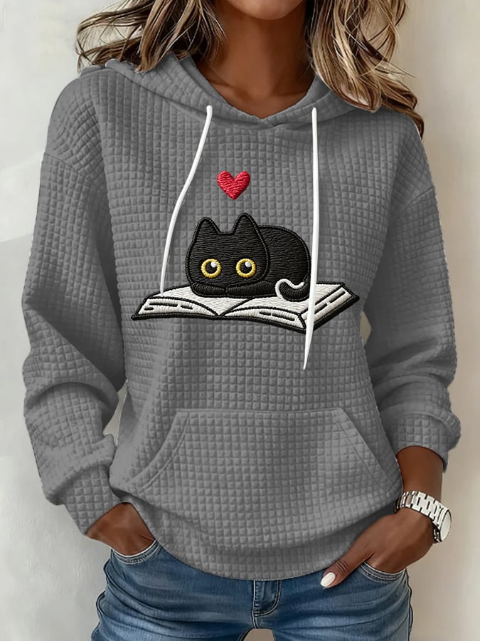 Women'S Casual And Cute Cat Print Hoodie