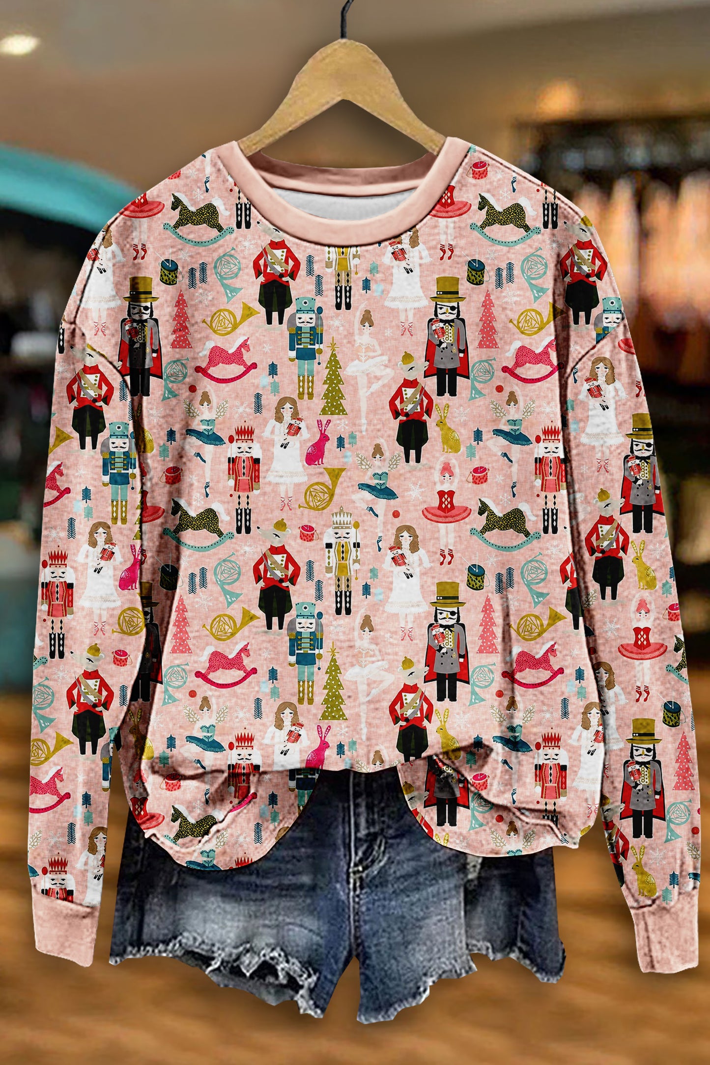 Christmas Nutcracker Print Sweatshirt