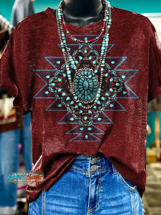 Aztec Art Print Casual T-shirt