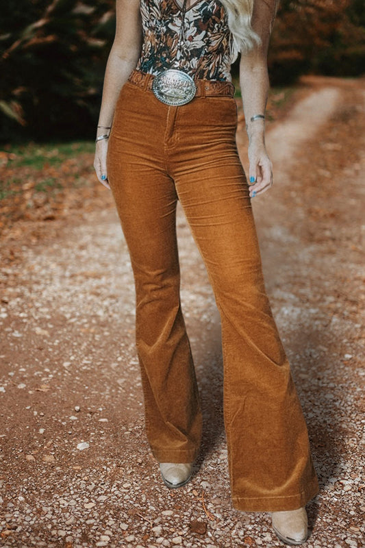 Retro High Waist Flared Trousers