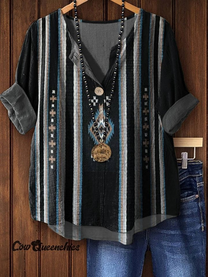 Women's Vintage Print Casual Shirt