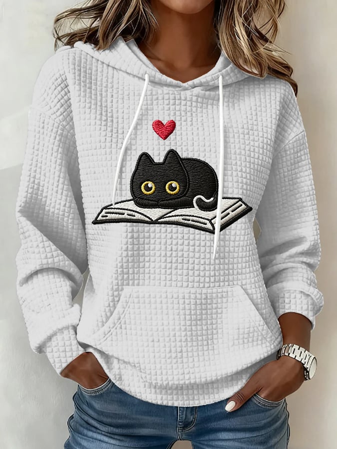 Women'S Casual And Cute Cat Print Hoodie