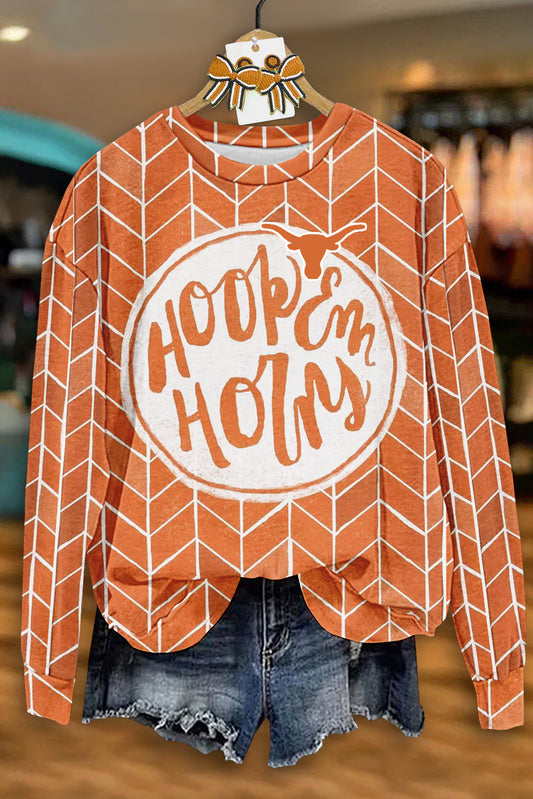 Fresh Texas Longhorns Game Day Print Sweatshirt