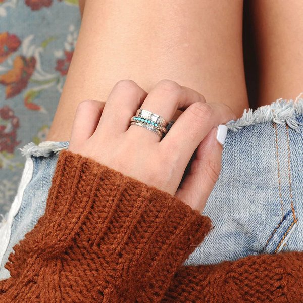 Turquoise Spinner Silver Ring