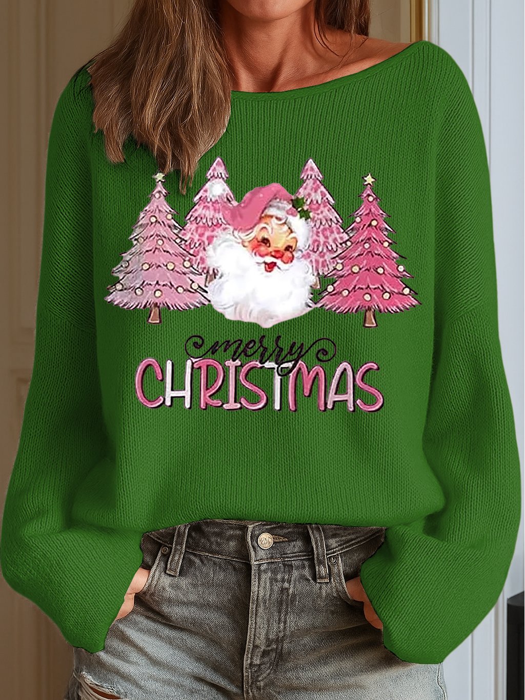 Women's Merry Christmas Print Knit Top