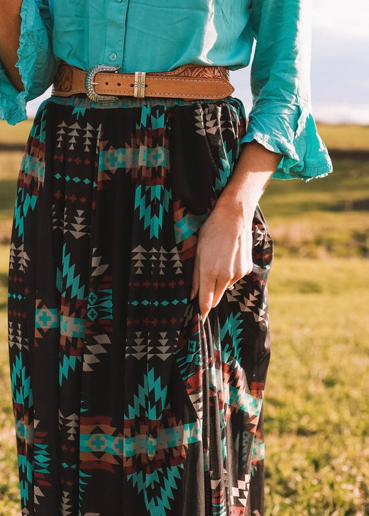 Pretty Western Aztec Print Skirt