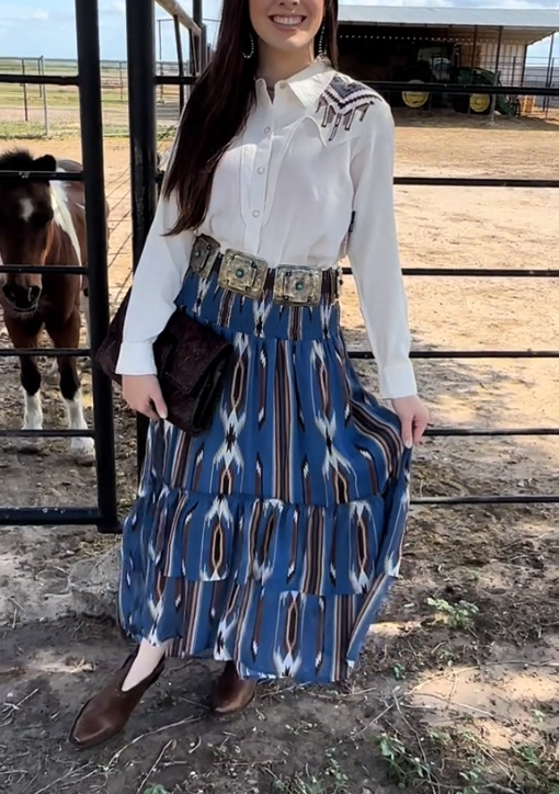 Women's Vintage Western Pretty  Print Skirt