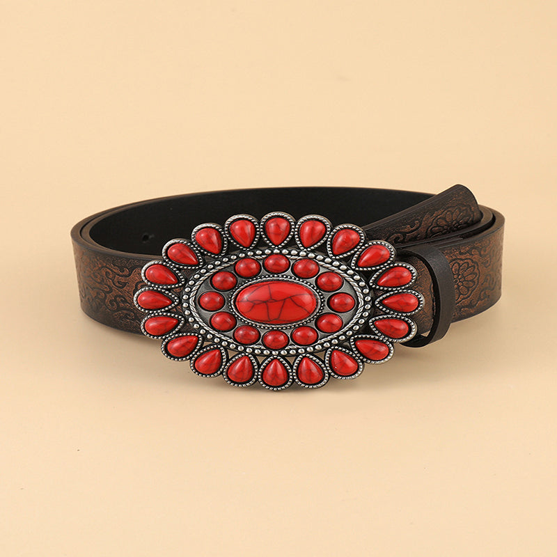 Ethnic Red Turquoise Belt