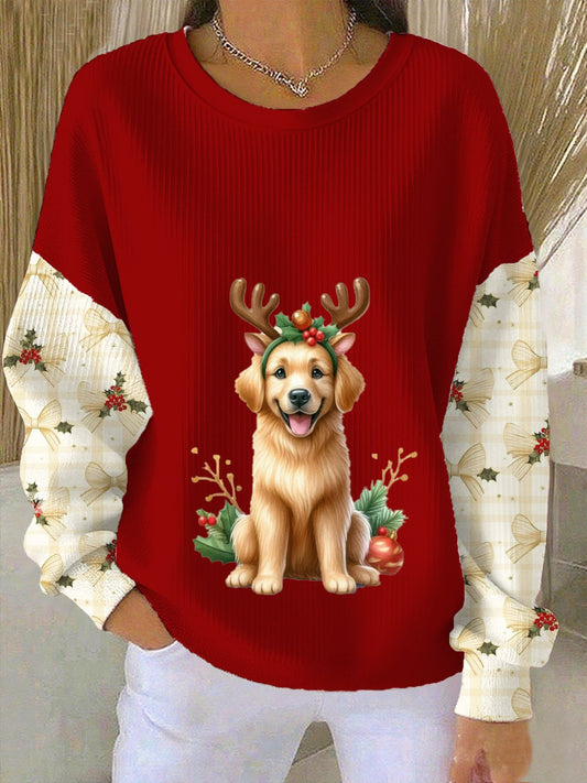 Women's Casual Christmas Dog Print Sweatshirt