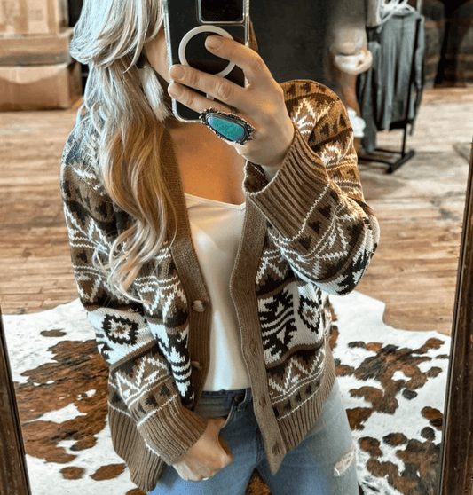 Aztec Cozy Ethnic print cardigan sweater