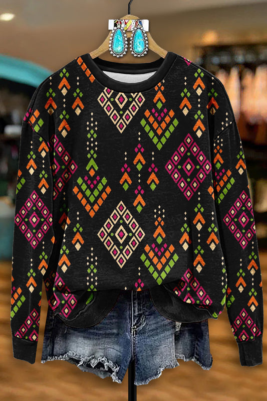 Vintage Western Aztec Print Sweatshirt