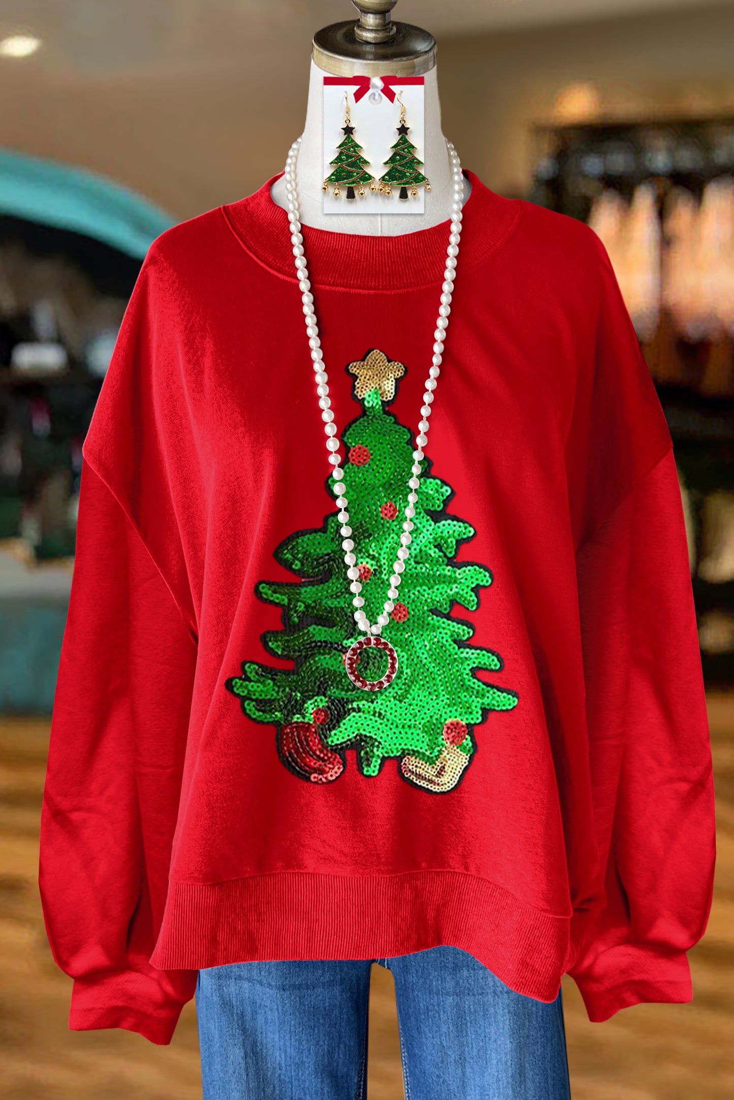 Classic Christmas Tree Sequin Top