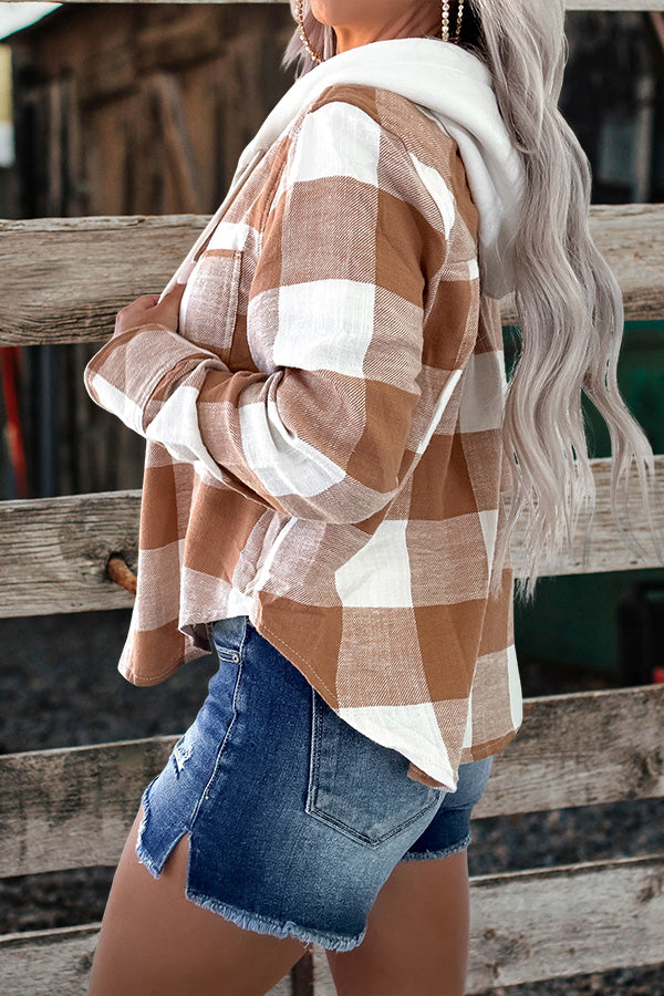 Vintage Check Print Flannel Hooded Jacket