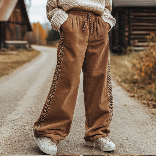 Women's Loose Corduroy Casual Trousers, Simple And Comfortable Ethnic Style Trousers