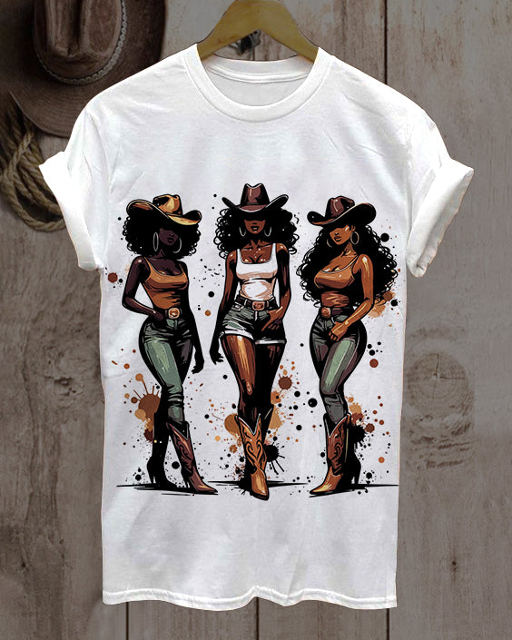 Melanin Rodeo Queen Black Cowgirls Neck Short Sleeve Tshirt