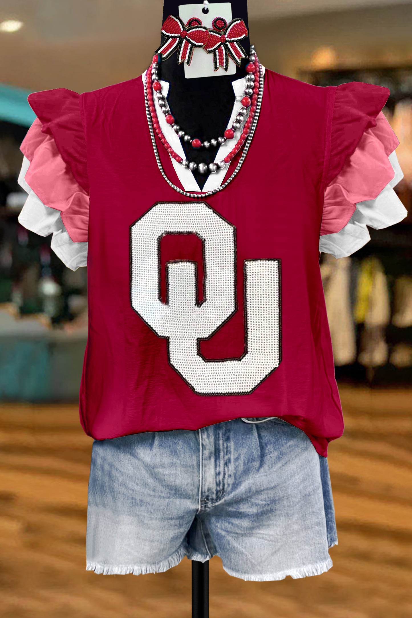 Classic Oklahoma Sooners Sequined OU Top