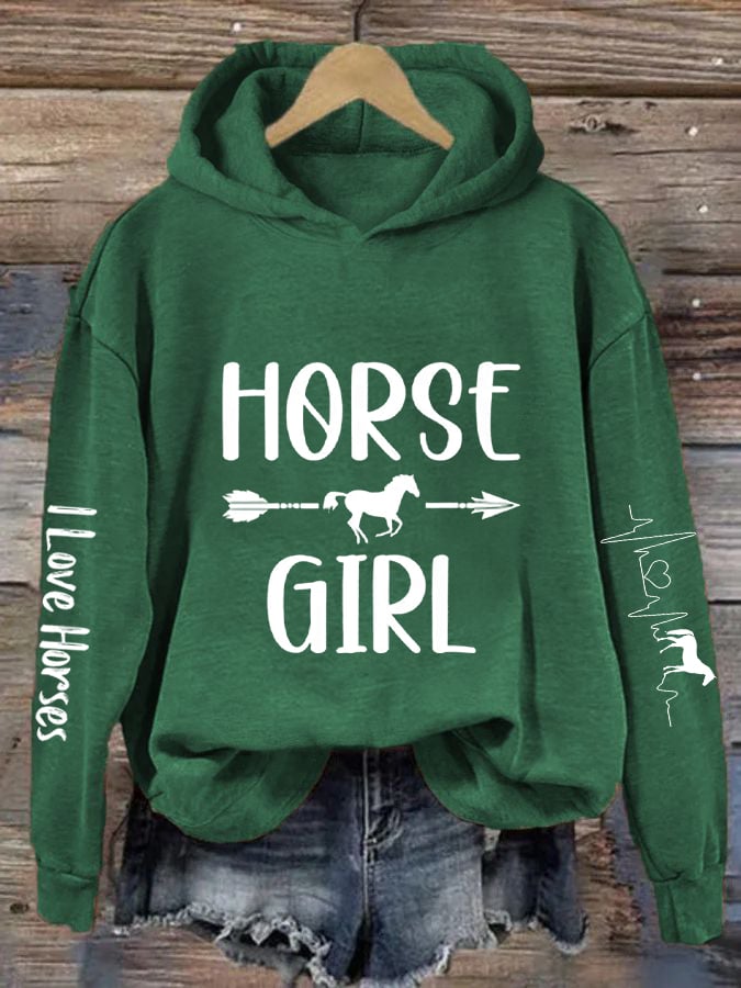 Women's Heartbeat Horse Lover Casual Hoodie