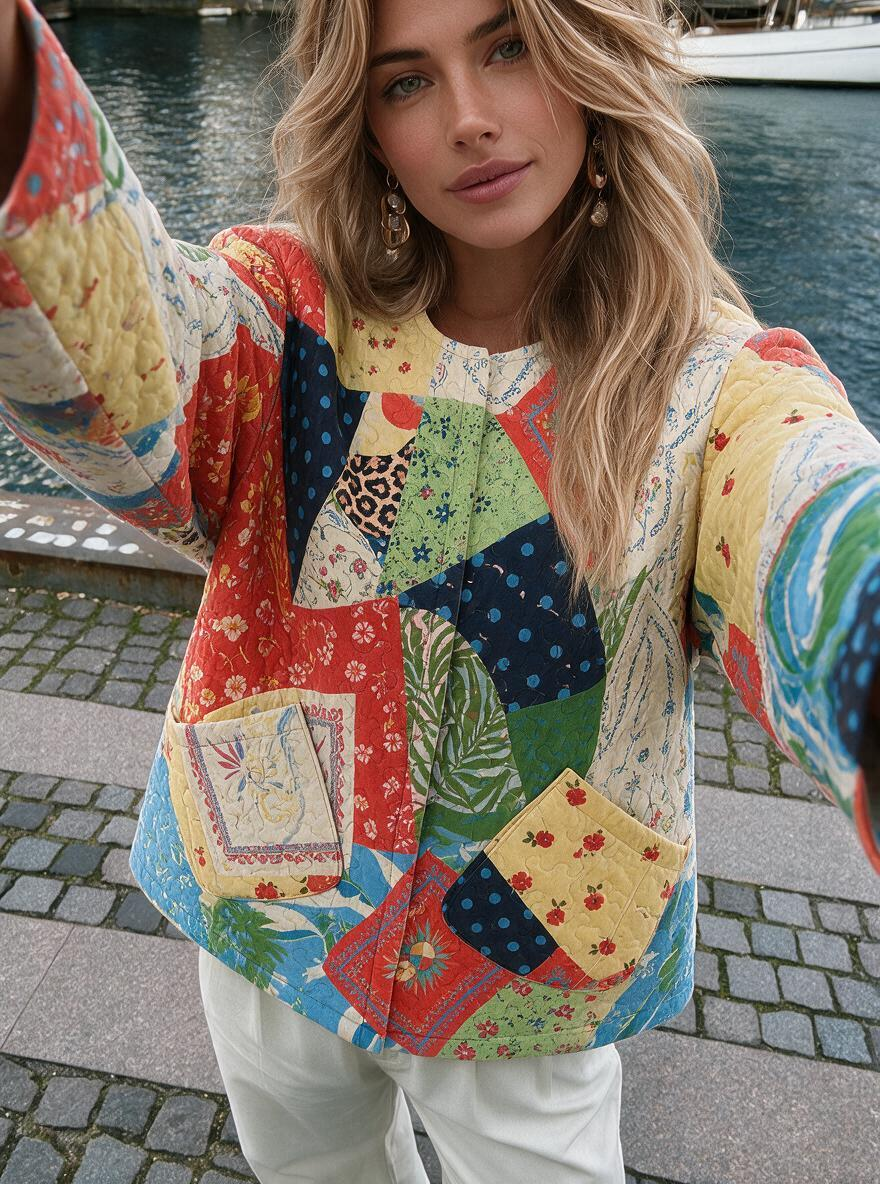 Geometric Patchwork Quilted Jacket