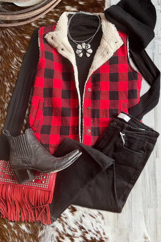 Vintage Plaid Print Vest