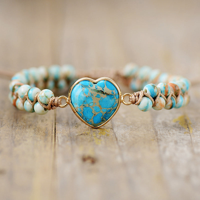 Peach Heart Double Braided Bracelet