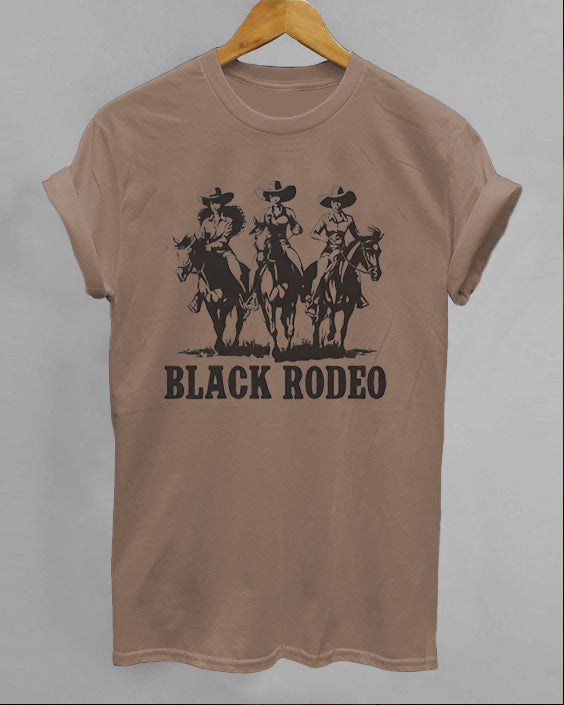 Black Rodeo Crew Neck Short Sleeve Cotton T-shirt