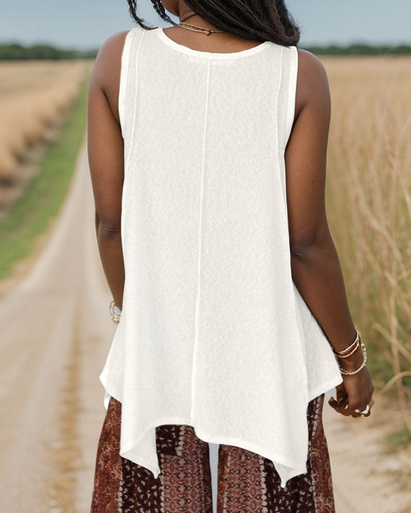 Black Cowgirl V-neck Irregular Long Vest