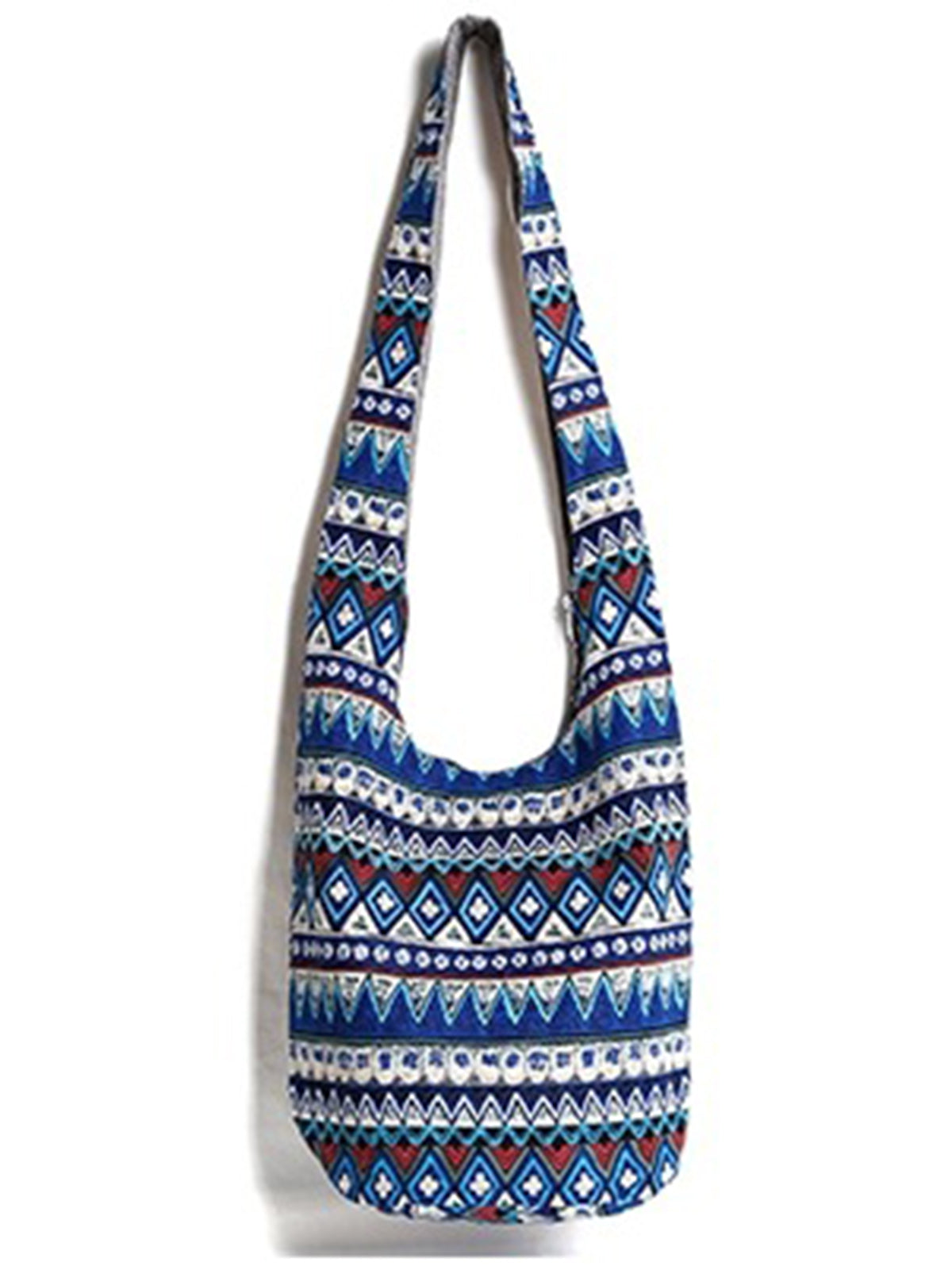 Ethnic Striped Print Zipper Large Capacity Bucket Bag