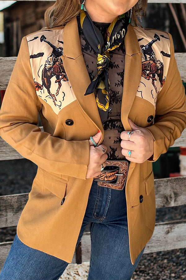 Vintage Western Horse Print Blazer