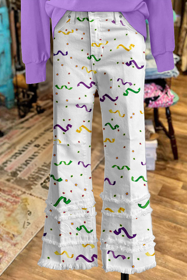 Mardi Gras Ribbon Fringed Trousers