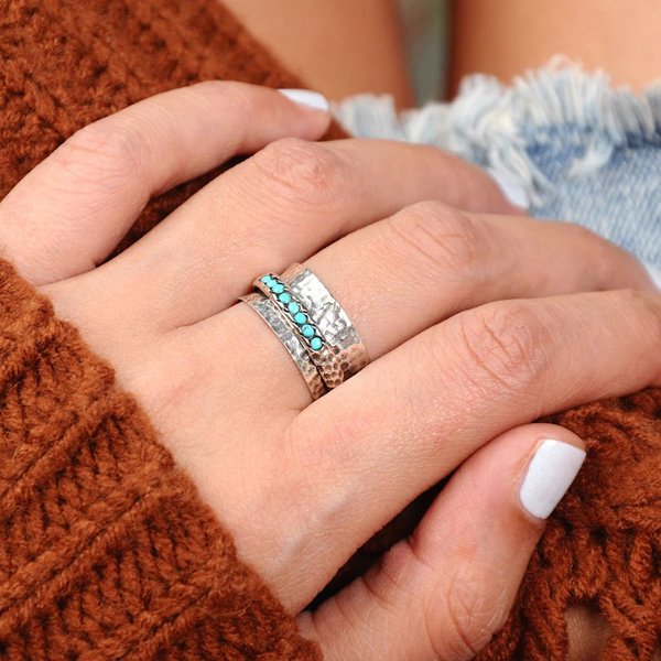 Turquoise Spinner Silver Ring