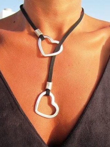 Casual Leather Cord Silver Heart Pendant Necklace Western Style Vintage Ethnic Jewelry