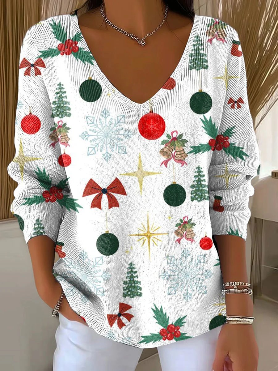 Women's Christmas Tree Art Print Casual Sweatshirt