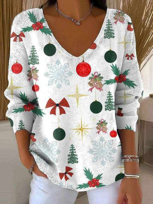Women's Christmas Tree Art Print Casual Sweatshirt