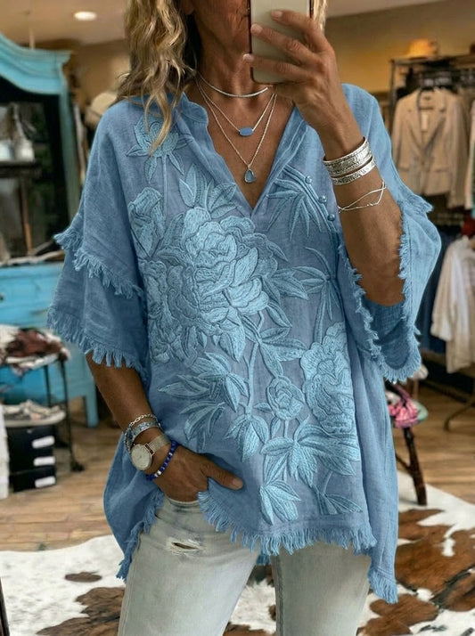 Vintage Printed Patchwork Casual Shirt