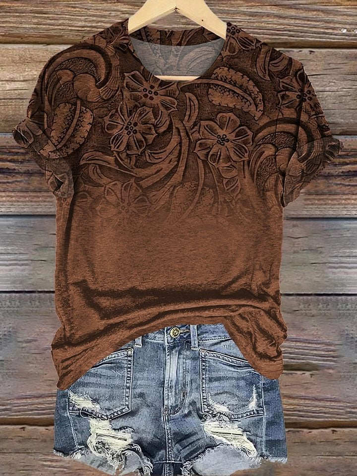 Retro Leather Embossing Pattern Print Buttoned Cardigan Sweater