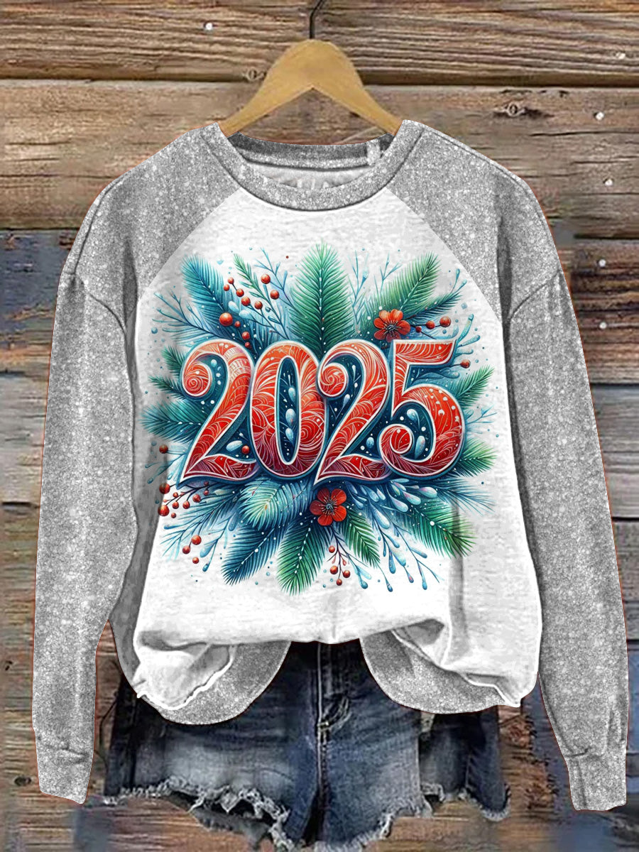 2025 New Year Graphic Printed Casual Sweatshirt