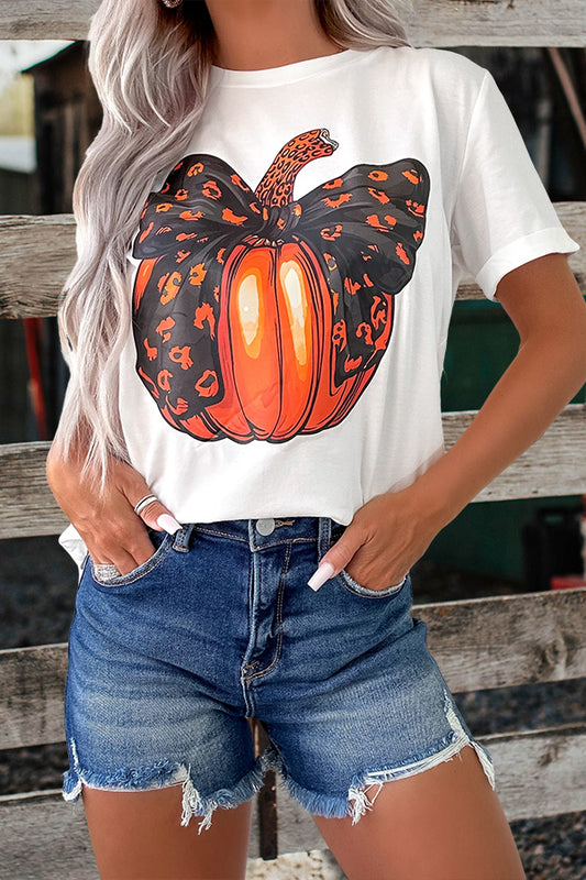 Bowknot Pumpkin Graphic T-shirt