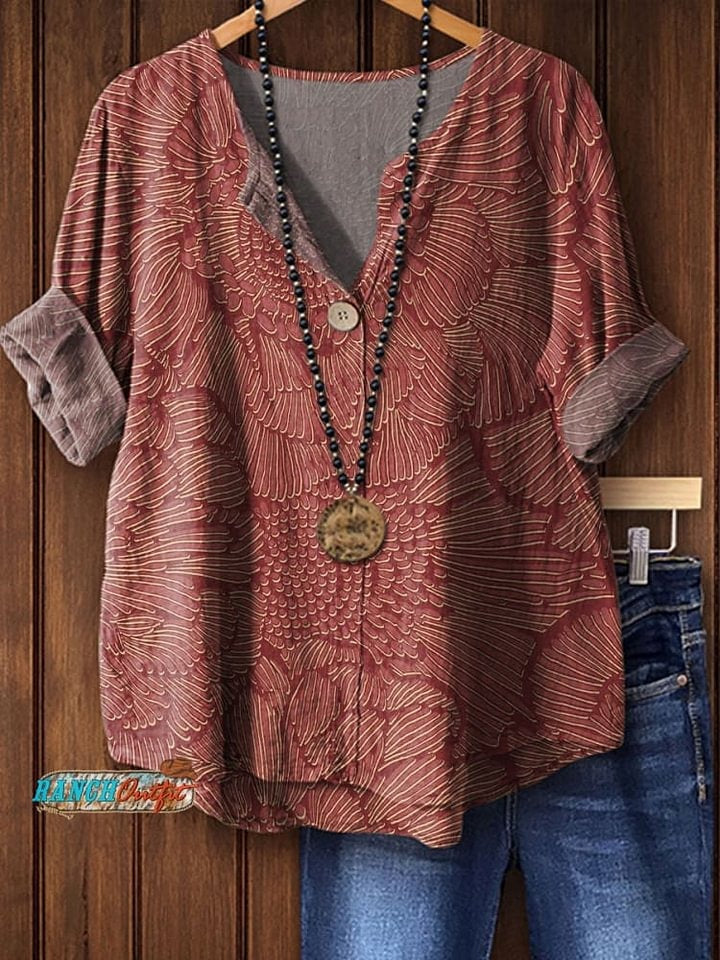 Women's Vintage Print Casual Shirt