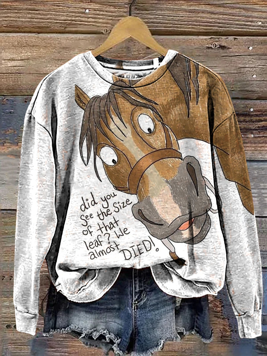Funny Horse Art Casual Cotton Sweatshirt
