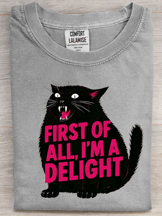 Funny Cat Art Print Casual Short Sleeve T-shirt