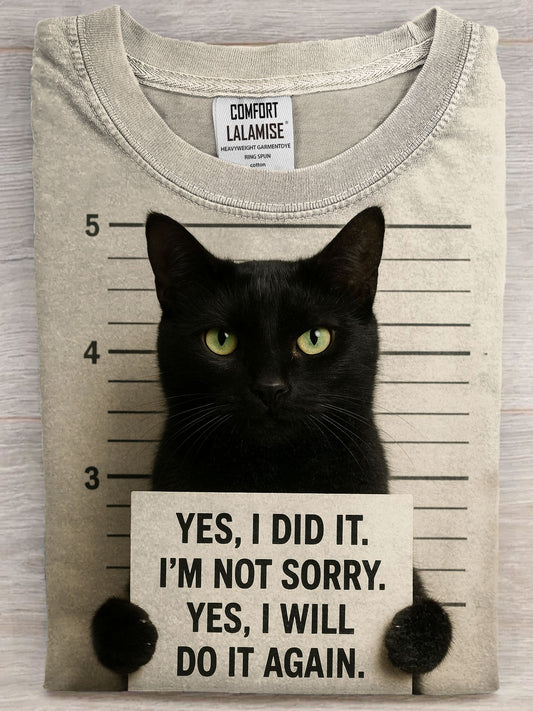 Funny Black Cat Art Print Casual Short Sleeve T-shirt