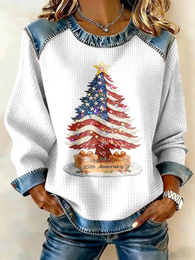 Retro Patriotic Christmas 1776–2026 250th Anniversary Print Sweatshirt