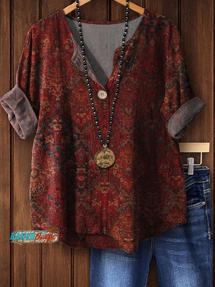 Women's Vintage Print Casual Shirt