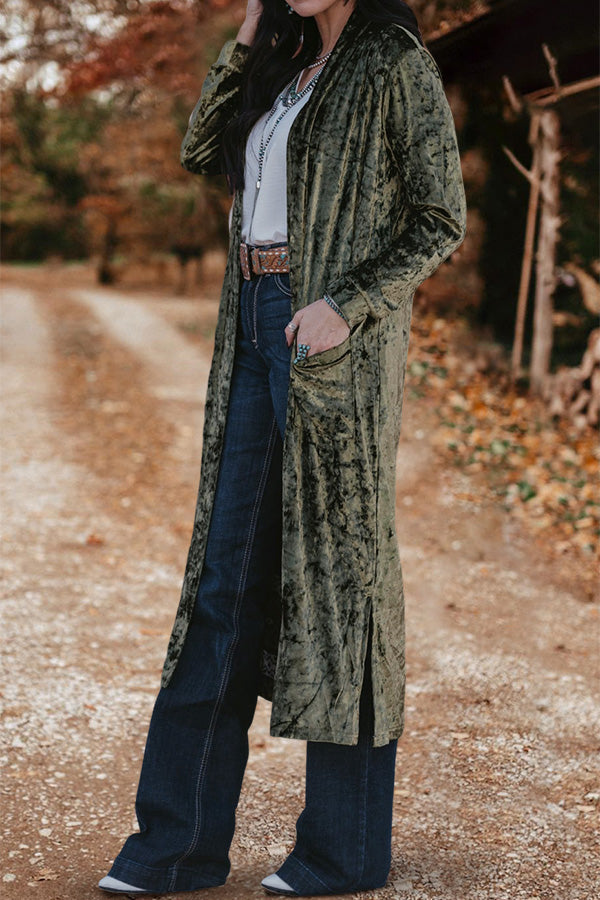 Gorgeous Long Sleeve Velvet Duster