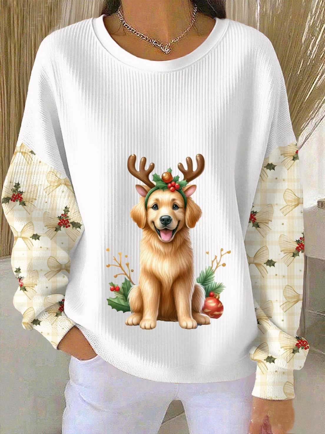 Women's Casual Christmas Dog Print Sweatshirt