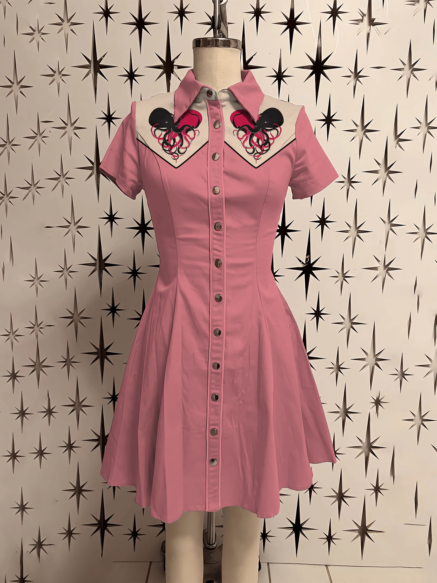 Retro Octopus Heart Printed Shirt Dress – castellbus