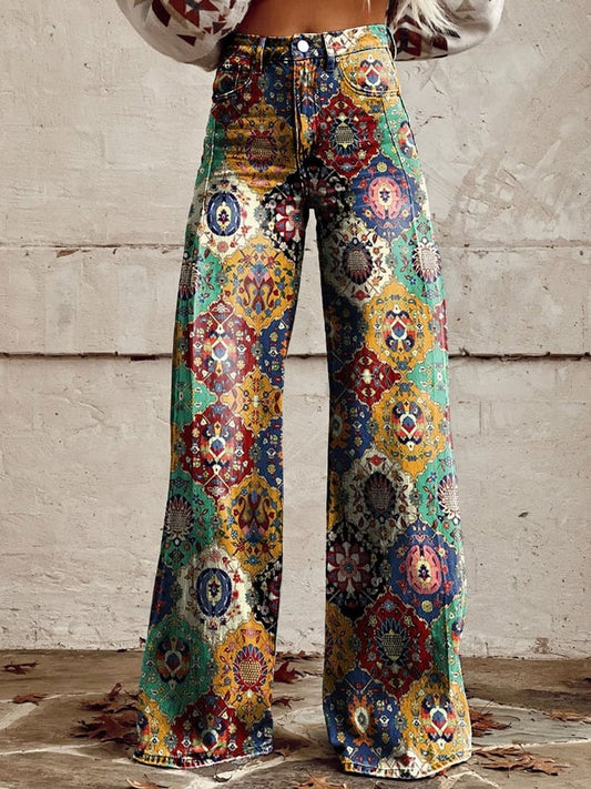 Women's Western Retro Print Casual Pants